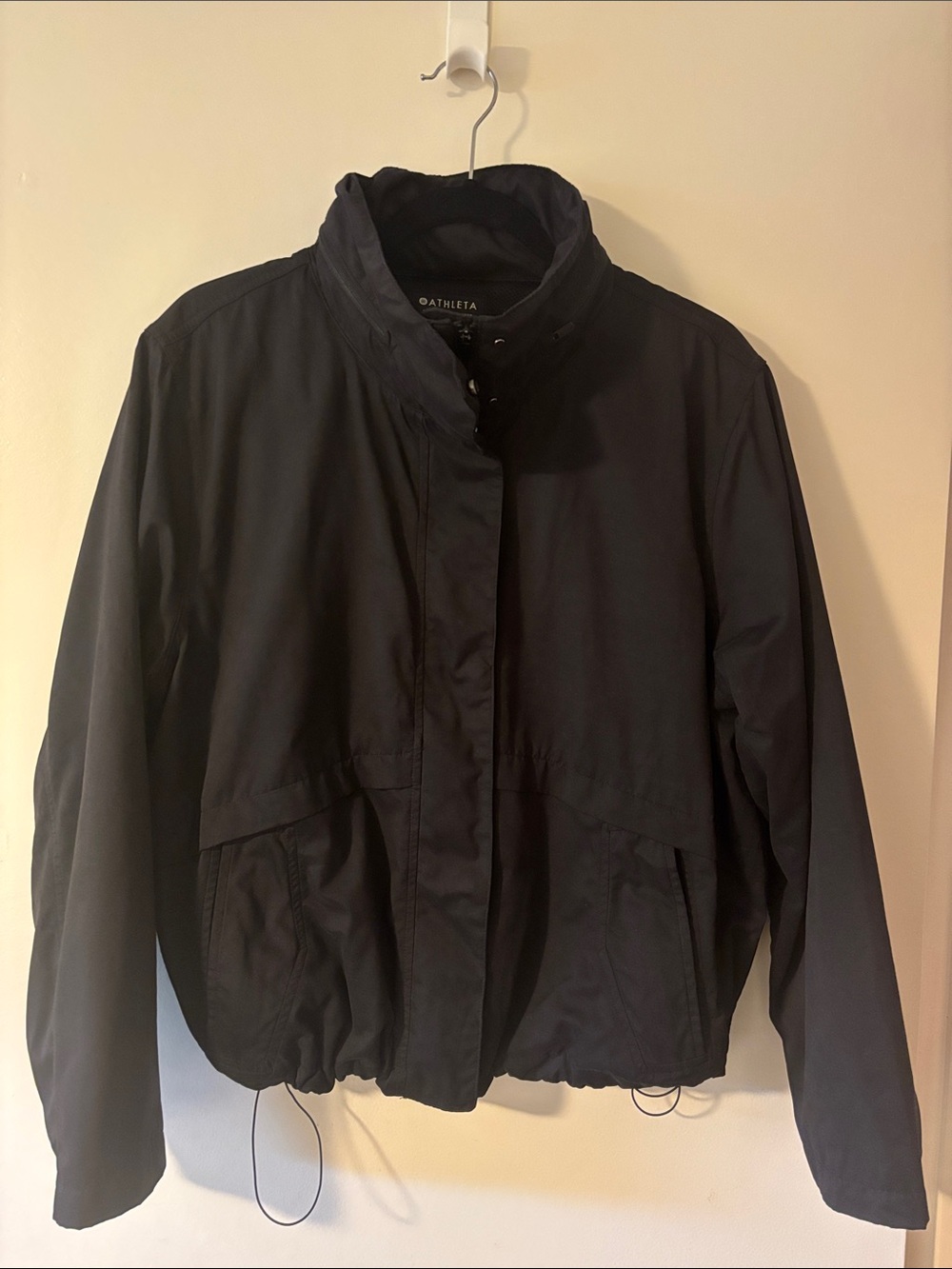 Athleta Black Packable Bomber Jacket with High Collar
